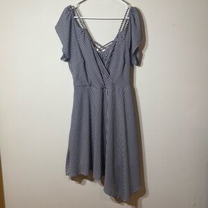 Maurice’s Size XL Cutout Sleeve Asymmetrical Black and White Stripe Dress